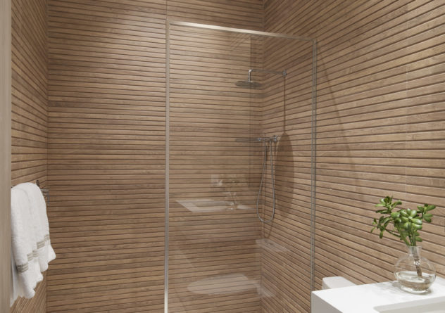 Modern casita bath in Golden Oak